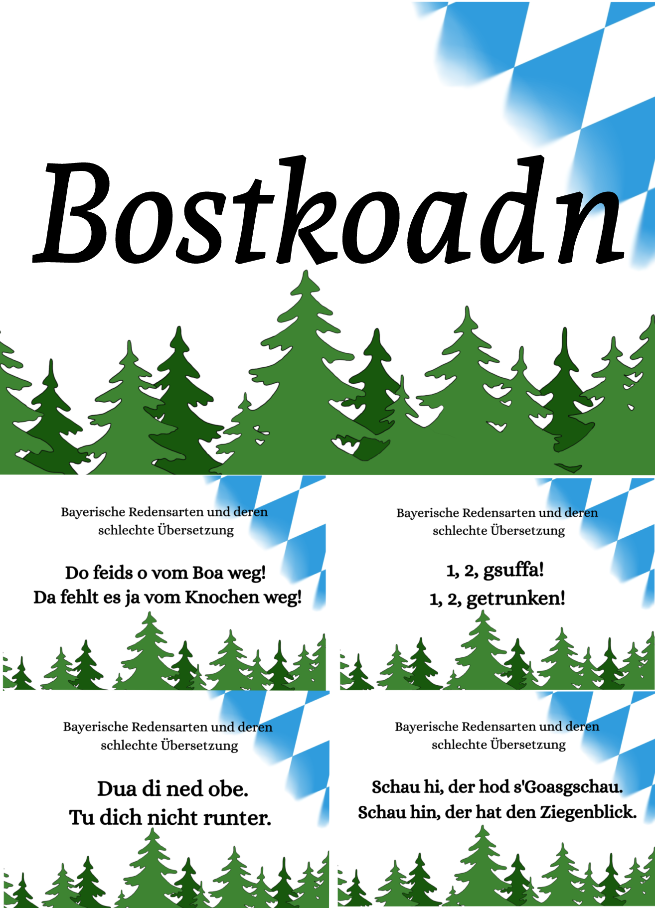 Bayerische Postkarten - Set 50 Stück -10x 5 verschiedene Postkarten typisch Bayern