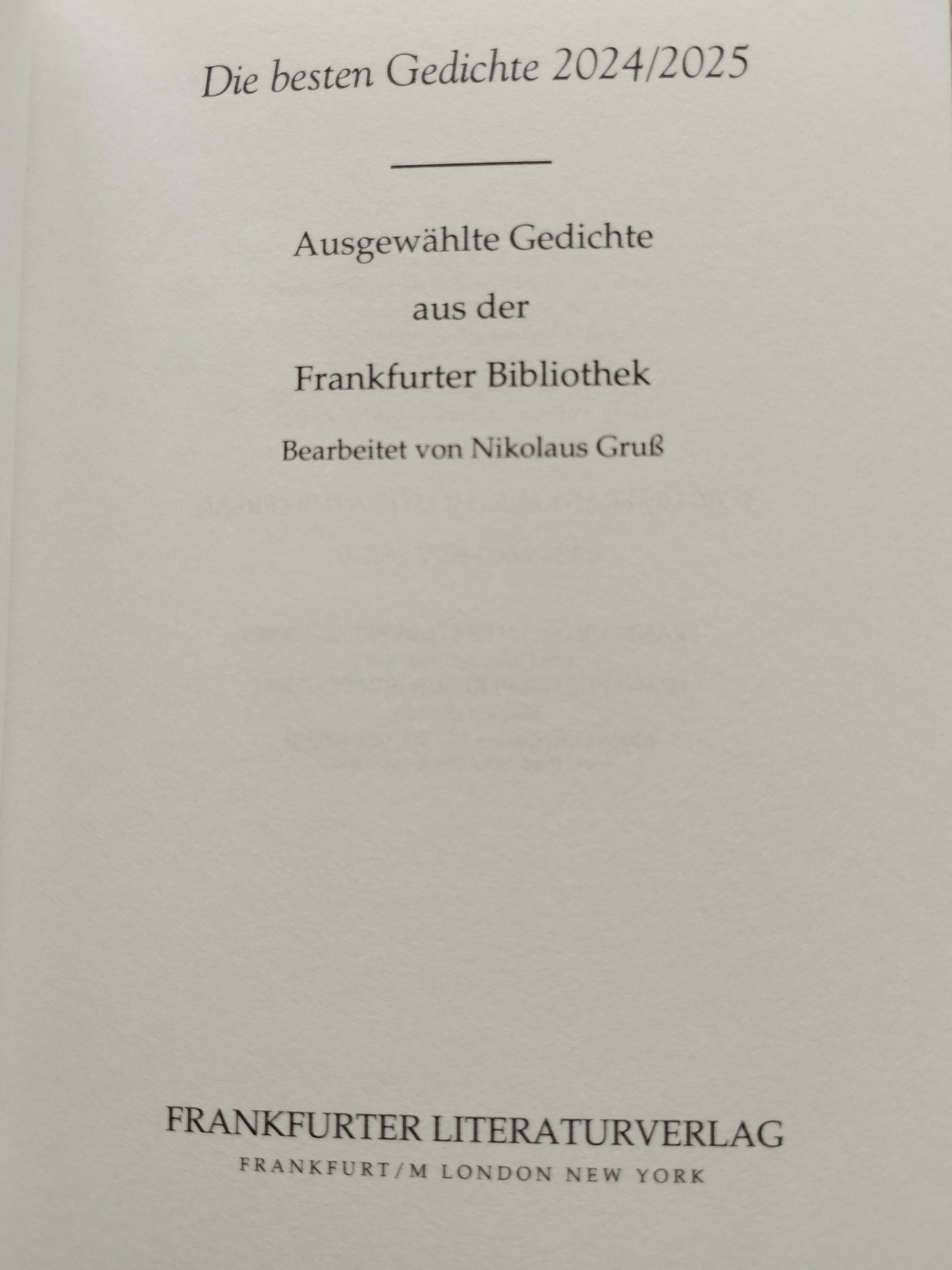 Ausgabe "Die besten Gedichte 2024/2025" - Lyrikband der Frankfurter Verlagsgruppe