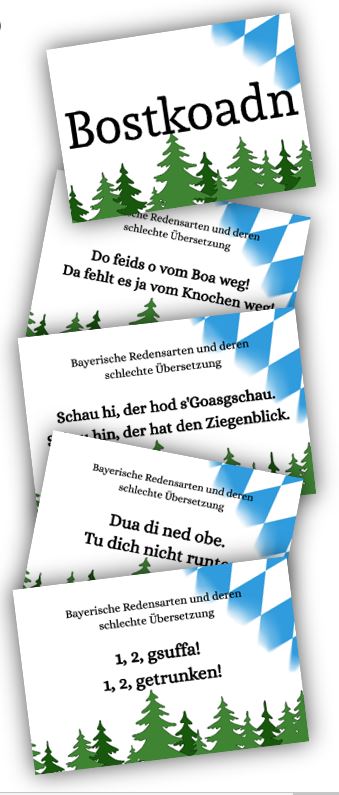 bayerische Postkarten - Bostkoadn Bayern - einzeln - verschiedene Sprüche